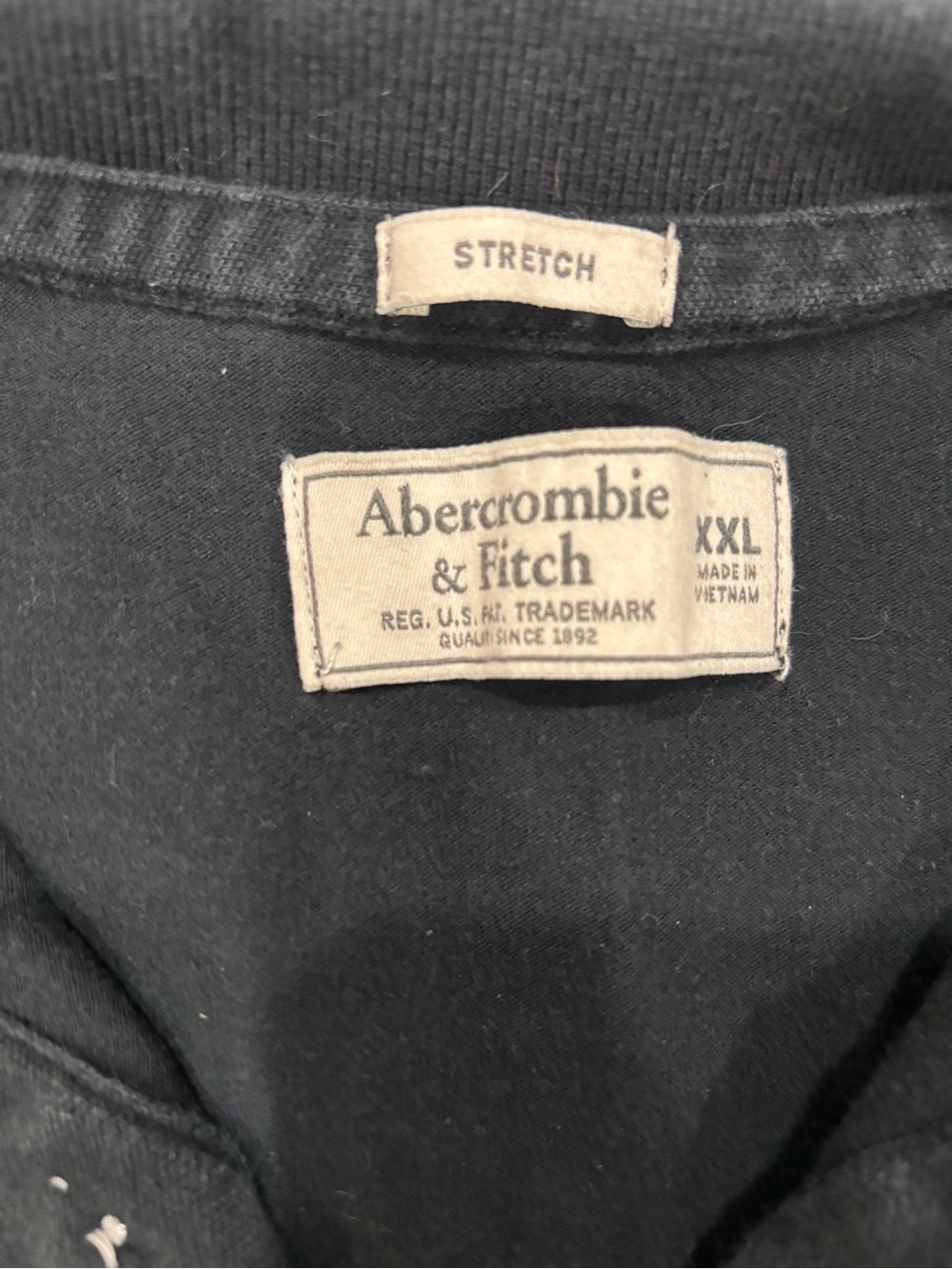 Abercrombie & Fitch Men's Dark Navy Polo with White Moose Logo - Picture 3 of 3